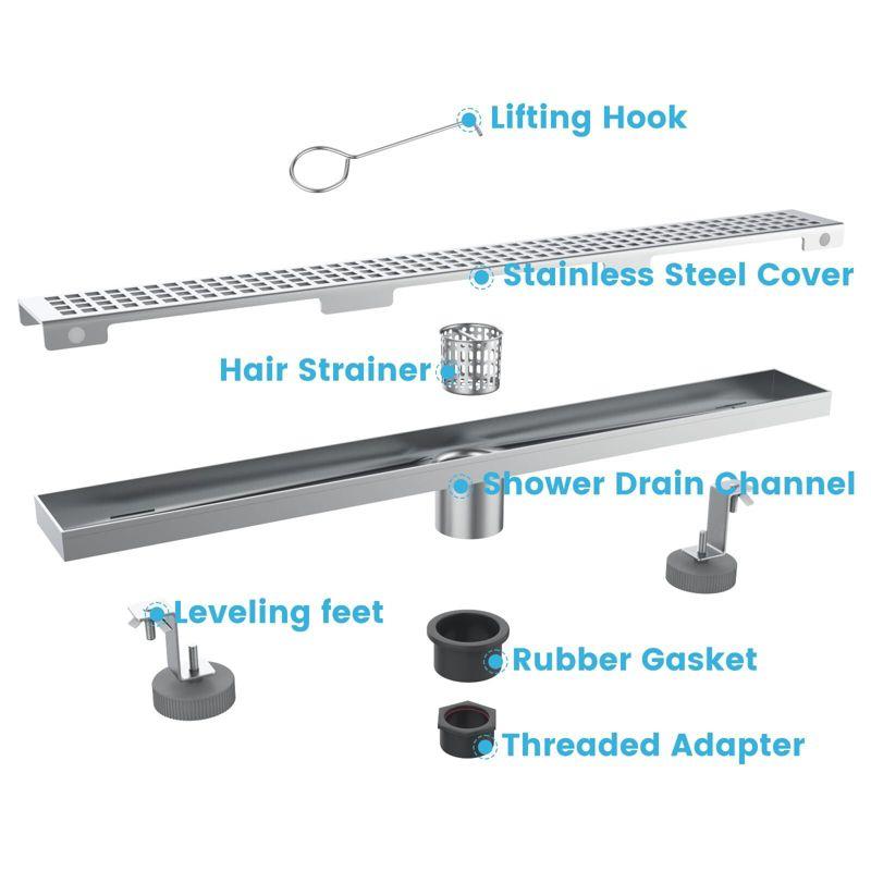 Linear Shower Drain, Shower Drain 24 Inch or 32 Inch with Removable Grate Cover