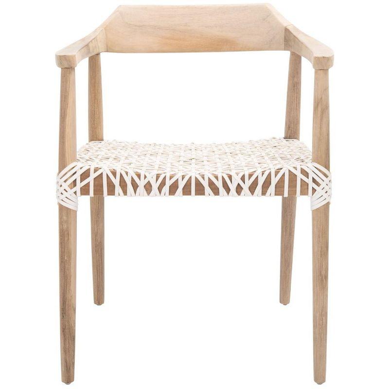 Munro Leather Woven Accent Chair - ACH1005 - Natural/White - Safavieh