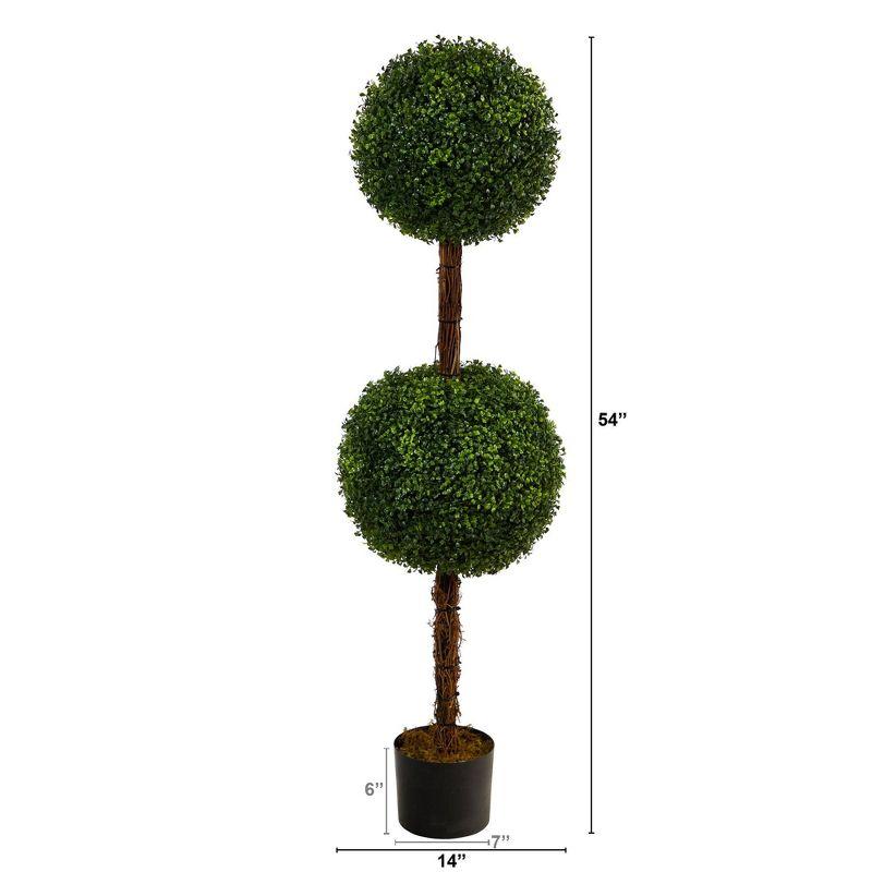 Nearly Natural 4.5-ft Boxwood Double Ball Topiary Artificial Tree (Indoor/Outdoor)