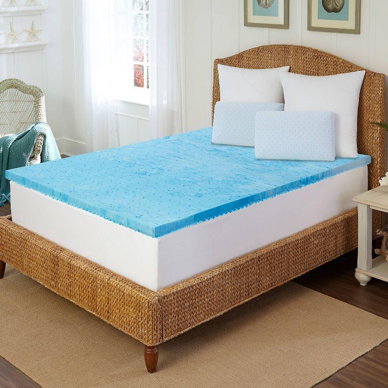 Arctic Sleep Queen Blue Gel Memory Foam Mattress Topper