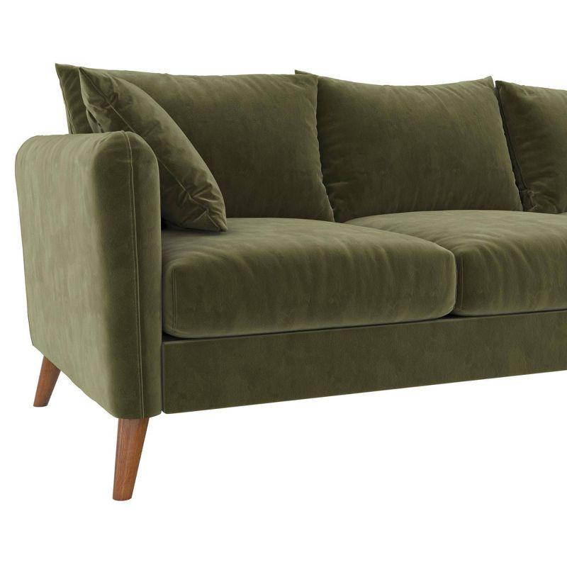 2pc Magnolia Sectional Sofa with Pillows Green Velvet - Novogratz: Upholstered, Reversible Chaise, Transitional Style