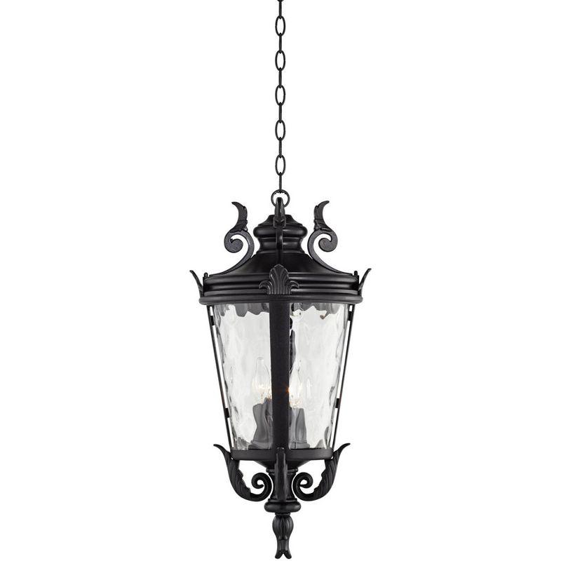 Casa Marseille Black Finish Clear Water Glass Outdoor Hanging Light