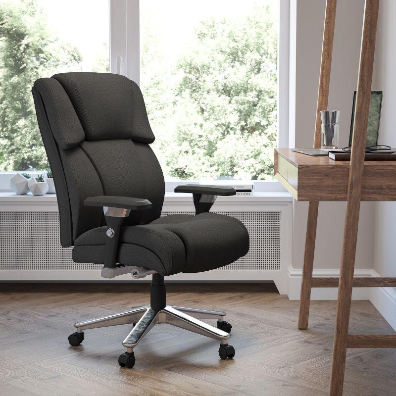 Executive High-Back Swivel Chair with Lumbar Support, Black and Gray