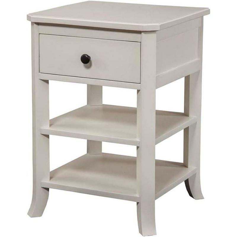 Transitional Alpine Baker 1-Drawer White Nightstand