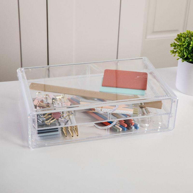 Thomas Martha Stewart Plastic Desktop Organization Box with 2 Half Moon Opening Pullout Drawers