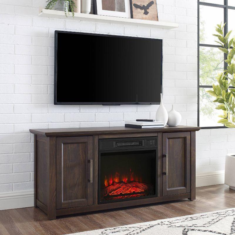 Camden 48" Dark Walnut TV Stand with Electric Fireplace