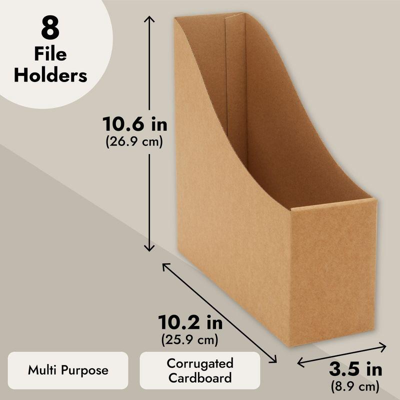 Juvale Juvale 8-Pack Kraft Paper Material Cardboard Magazine File Holder Boxes with Labels - Desk Organizer for Documents