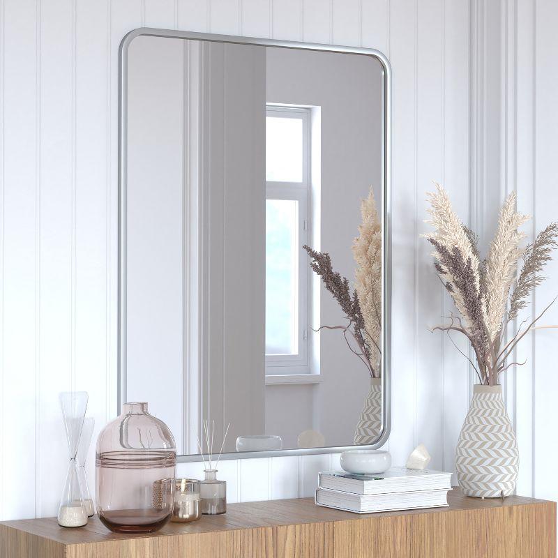 Flash Furniture Jada Decorative Wall Mirror - Rounded Corners, Bathroom & Living Room Glass Mirror Hangs Horizontal Or Vertical