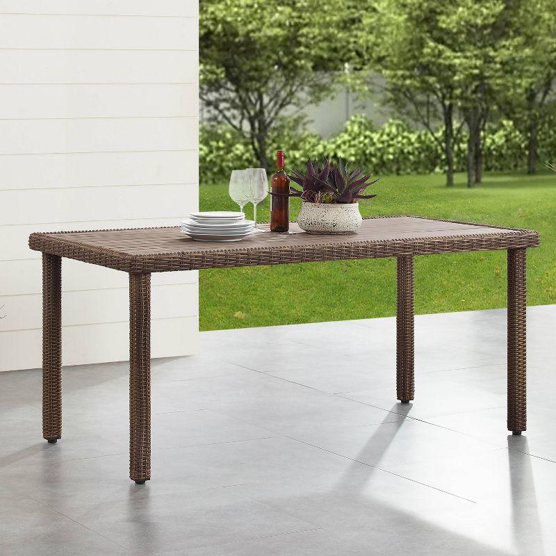 Bradenton Weathered Brown Wicker Outdoor Dining Table with Umbrella Hole