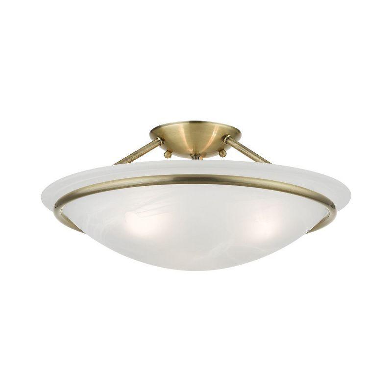 Livex Lighting Newburgh 3 - Light Semi-Flush Mount in  Antique Brass