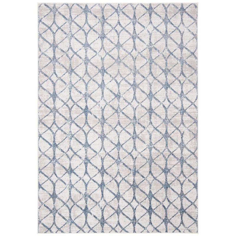 Gray Geometric Stain-Resistant Rectangular Area Rug