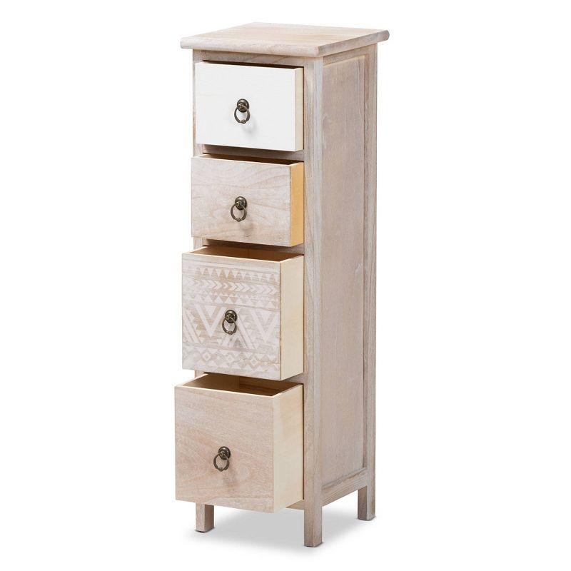 Baxton Studio Seanna Wood 4 Drawer Storage Unit Light Brown: Farmhouse Style Accent Cabinet, No Assembly Required