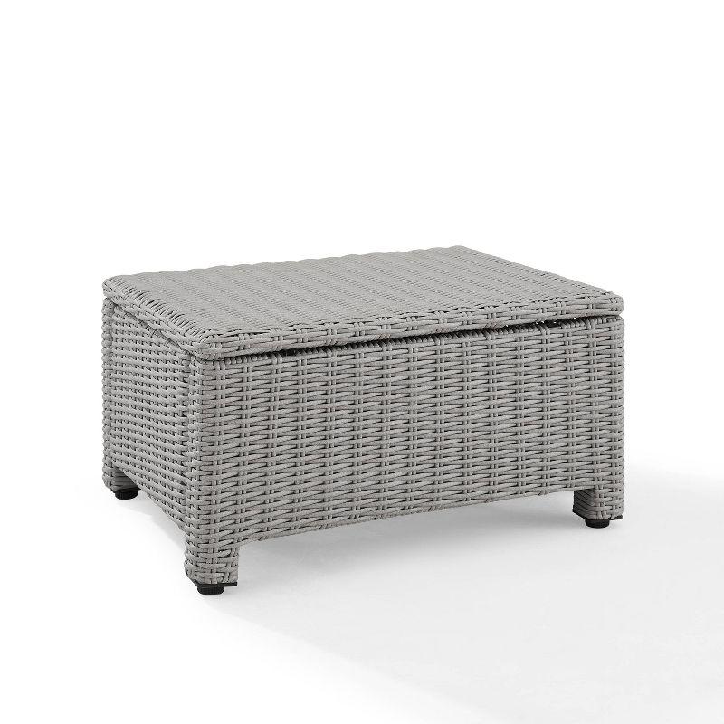 Bradenton Sangria and Gray Outdoor Wicker Ottoman with Cushion