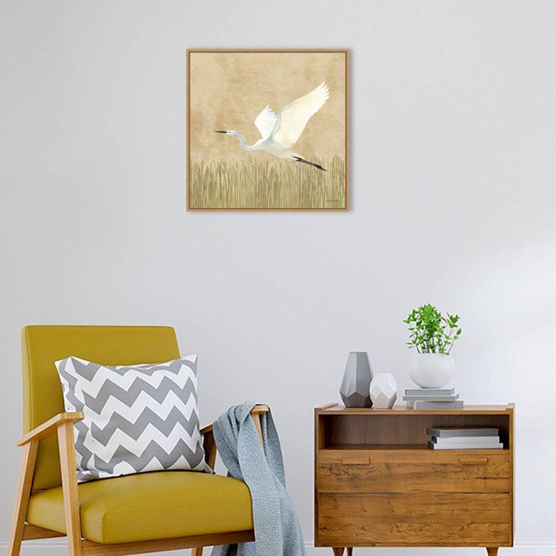 22" x 22" Egret Alighting II by Kathrine Lovell: Amanti Art Canvas with Polystyrene Frame