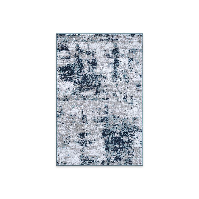 World Rug Gallery Distressed Abstract Area Rug - Blue 2'7"x4'