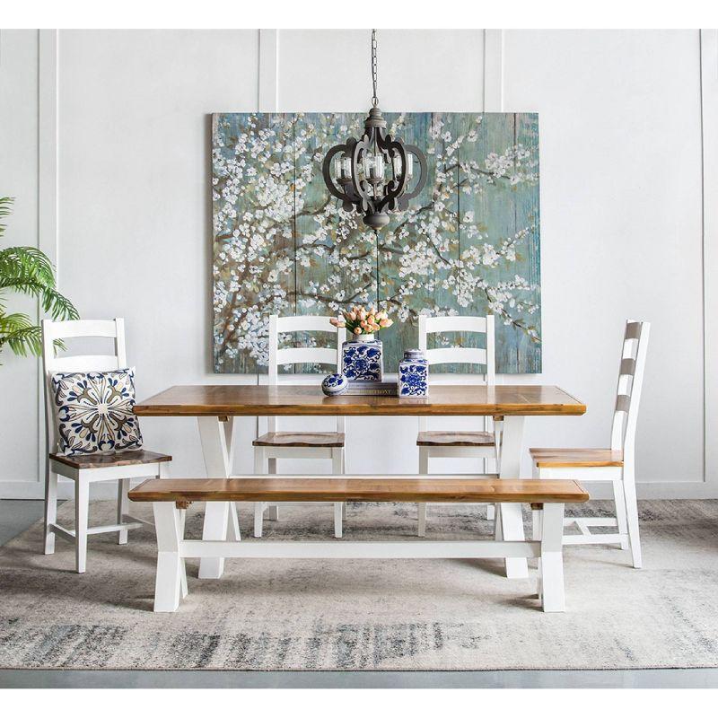 21"x24" 6-Light Wood Chandelier Ceiling Light Gray - A&B Home: No Assembly, UL Listed, Adjustable Height