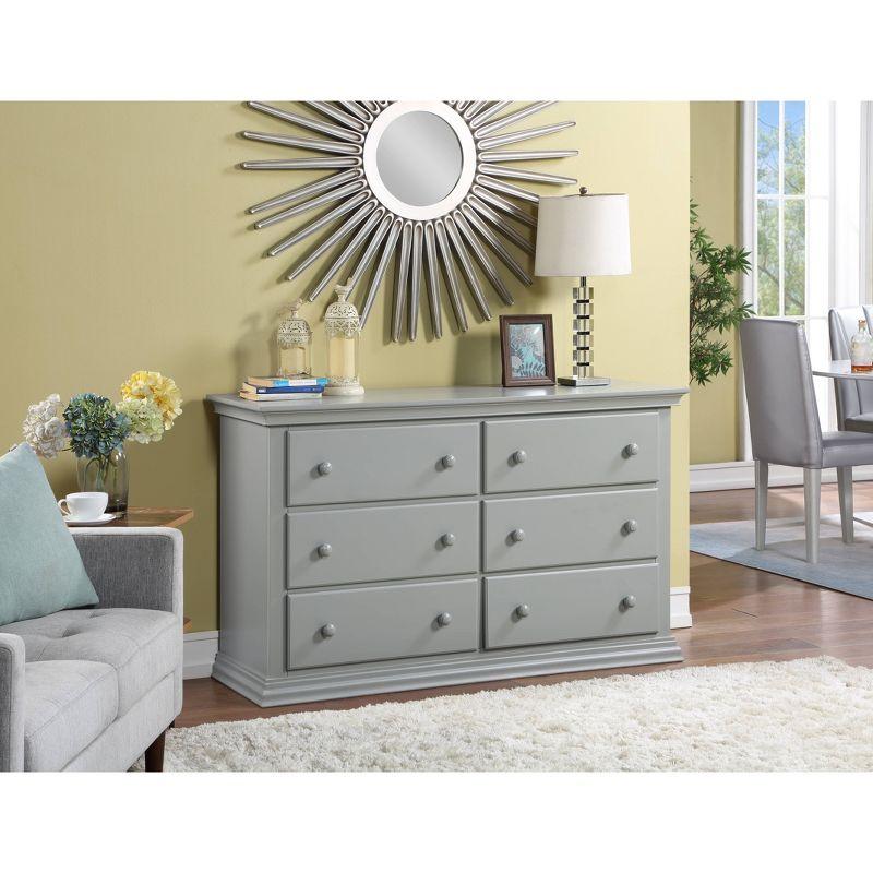 Light Gray Double Nursery Dresser with Deep Drawers