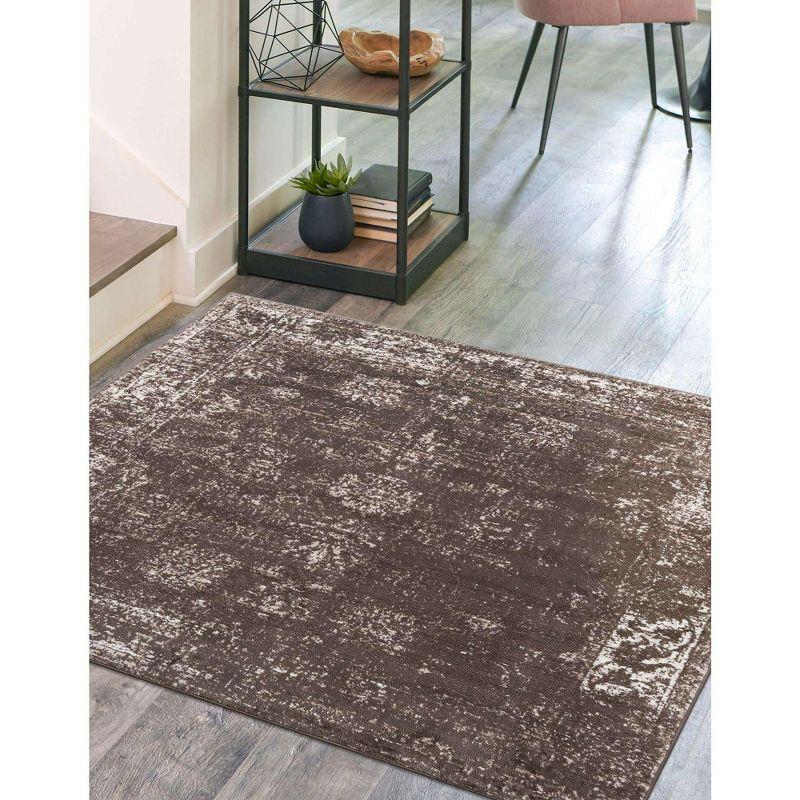 Casino Sofia 6' 1" Square Brown Indoor Easy-Care Rug