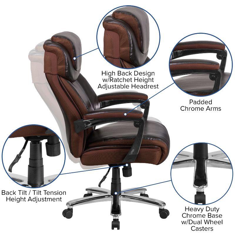 Flash Furniture Esmeralda Big & Tall LeatherSoft Ergonomic Office Chair with Headrest and Armrests