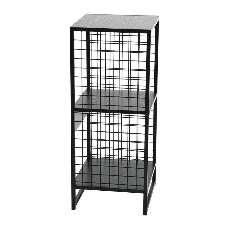 Household Essentials 28.15" Trellis 2 Shelf Bookshelf Black Oak: Iron Frame, Adult Assembly Required
