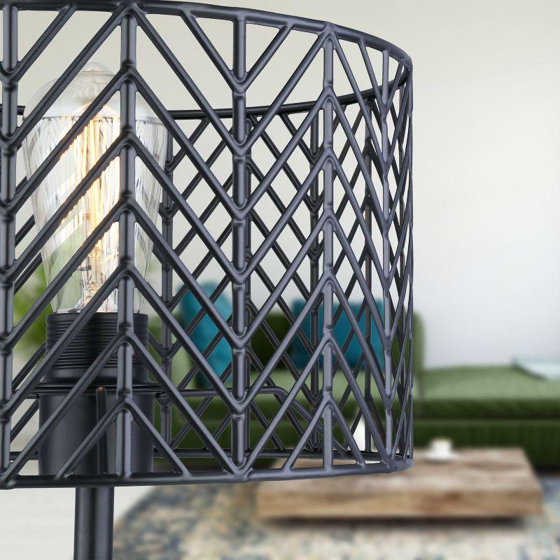 18.5" Ingrid Cage Shade Metal Tripod Table Lamp Black - River of Goods: Modern Accent for Living Room, Inline Switch