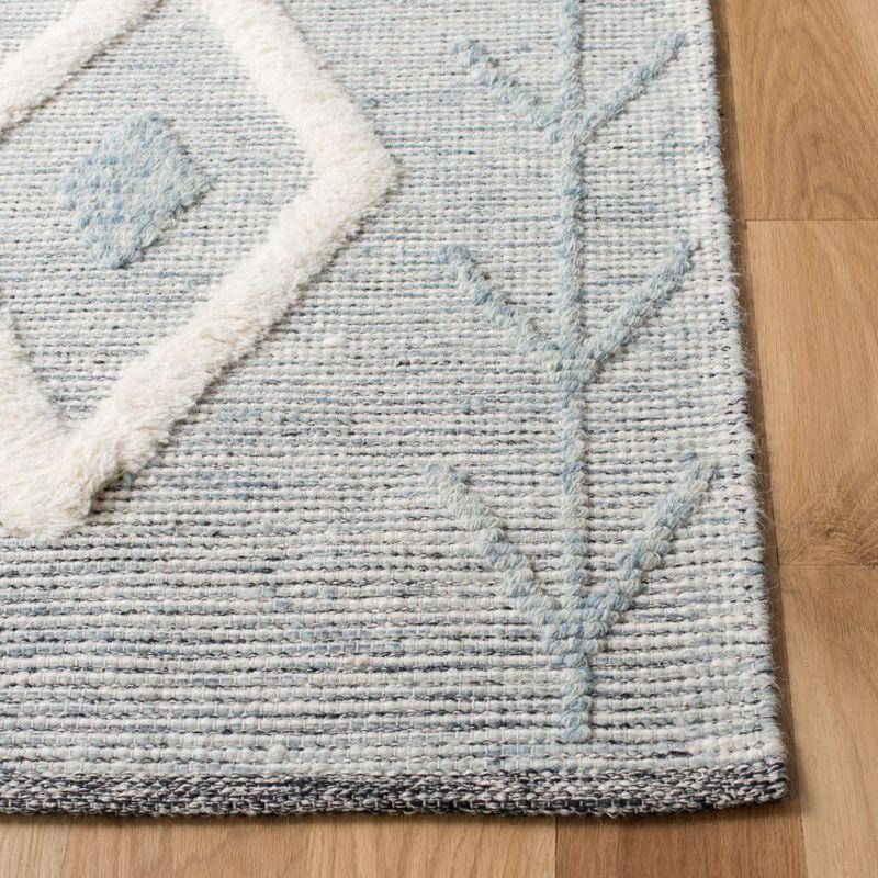 Vermont Blue and Ivory Hand-Knotted Wool Area Rug, 6' x 6'