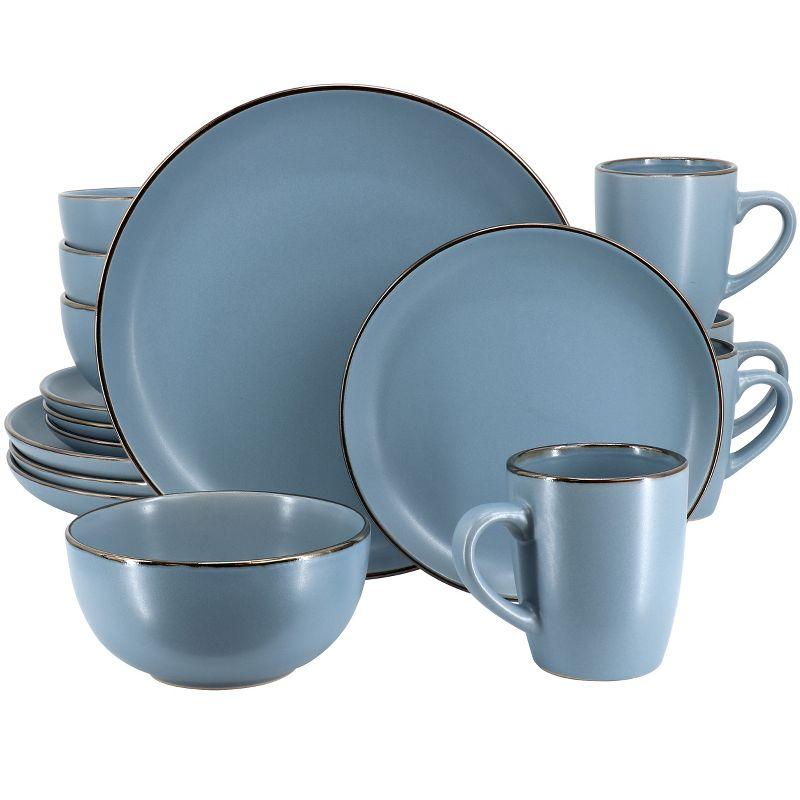 Gibson Gibson Home Rockaway Gold 16-Piece Dinnerware Set - Matte Blue