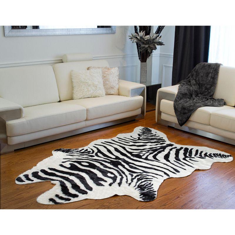 Luxe Classic Faux Hide Rug | Denton zebra black on white | 5.25'x7.5'