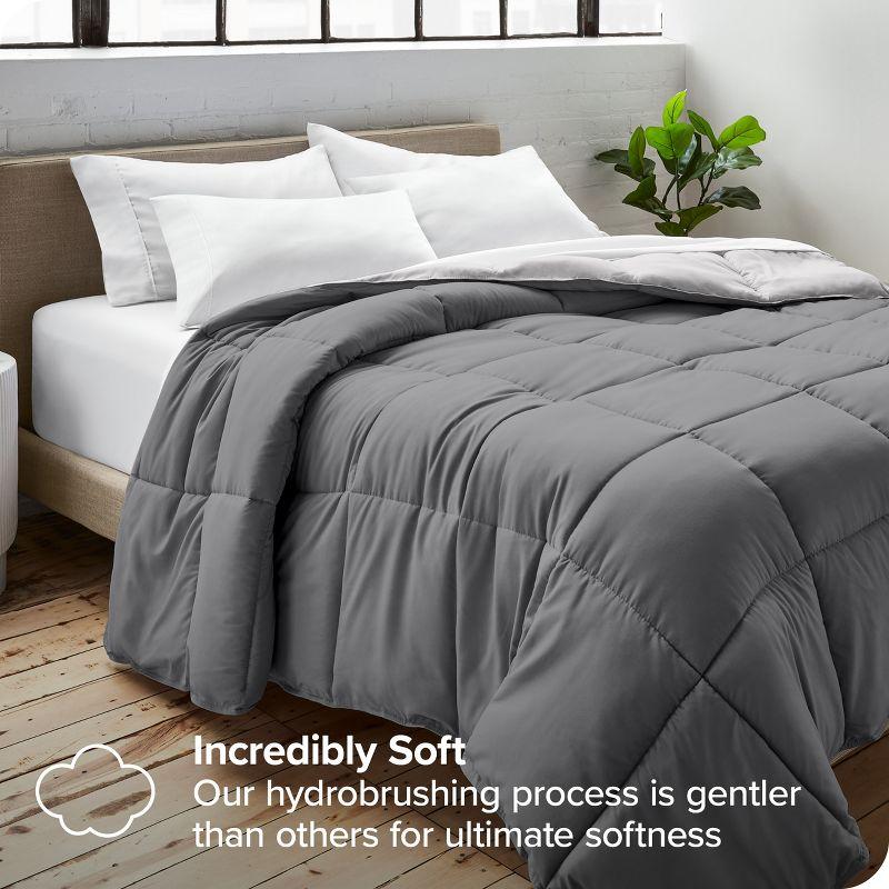 Twin XL Reversible Gray Microfiber Down Alternative Comforter Set