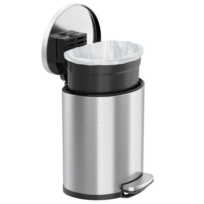 iTouchless Step Pedal Kitchen Trash Can with AbsorbX Odor Filter and Removable Inner Bucket 5 Gallon Semi-Round Stainless Steel