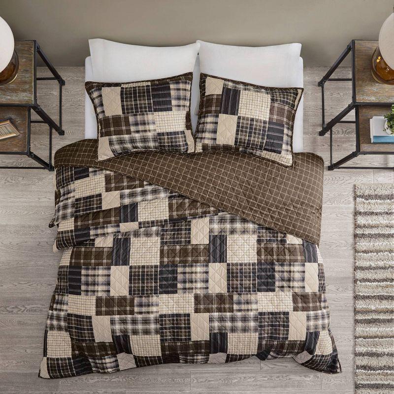 Timber Black/Brown Reversible Microfiber Full Quilt Set