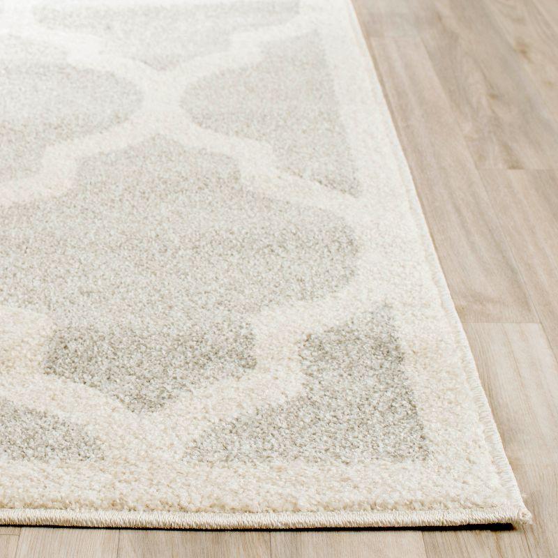 Light Grey and Beige Reversible Cotton Synthetic Area Rug