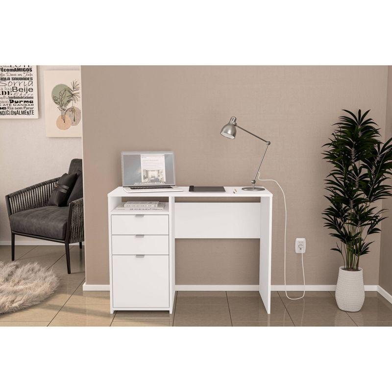 Cambridge 3 Drawer Writing Desk with Shelf White - Polifurniture: Compact Home Office, Modern Style, File Storage