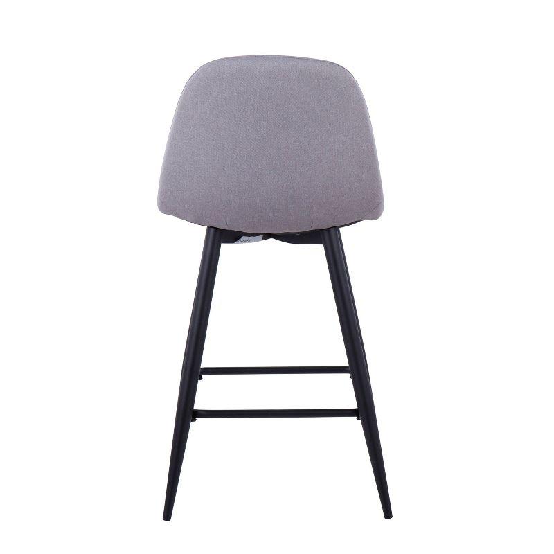 Set of 2 Pebble Counter Height Barstools Black/Light Gray - LumiSource: Upholstered Metal Frame, 250lb Capacity