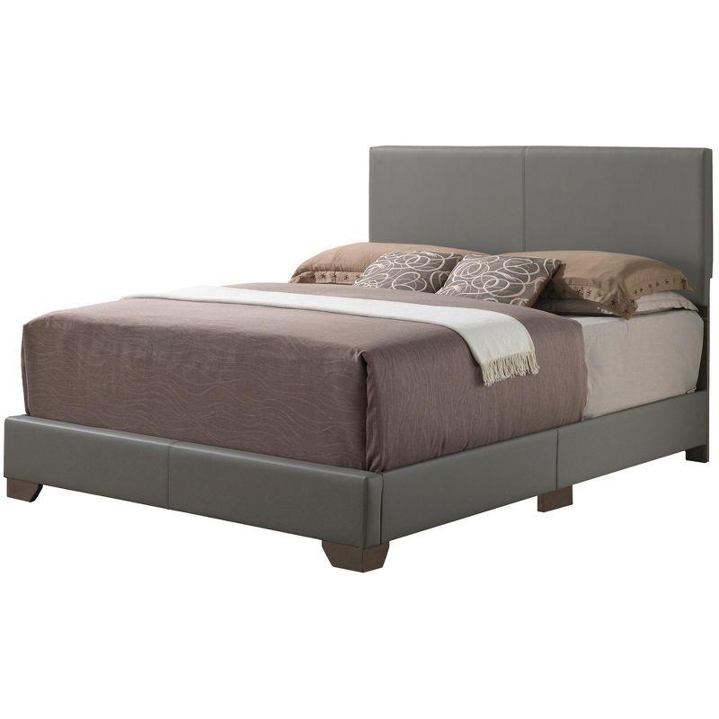 Light Grey Full/Double Upholstered Panel Bed with Wood Frame