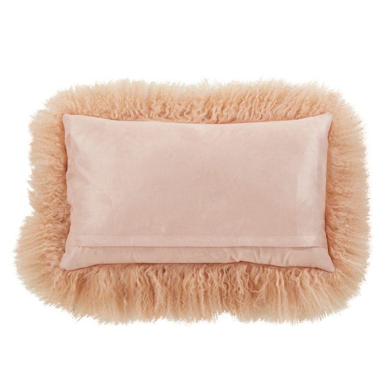 Saro Lifestyle 100% Wool Mongolian Lamb Fur Throw Pillow With Poly Filling