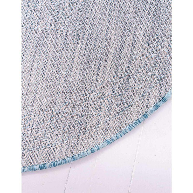 Unique Loom 4' 1 x 4' 1 Round Indoor/Outdoor Traditional Light Aqua Area Rug