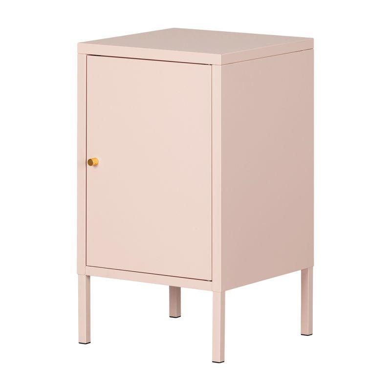 Pale Pink Metal Rectangular End Table with Storage