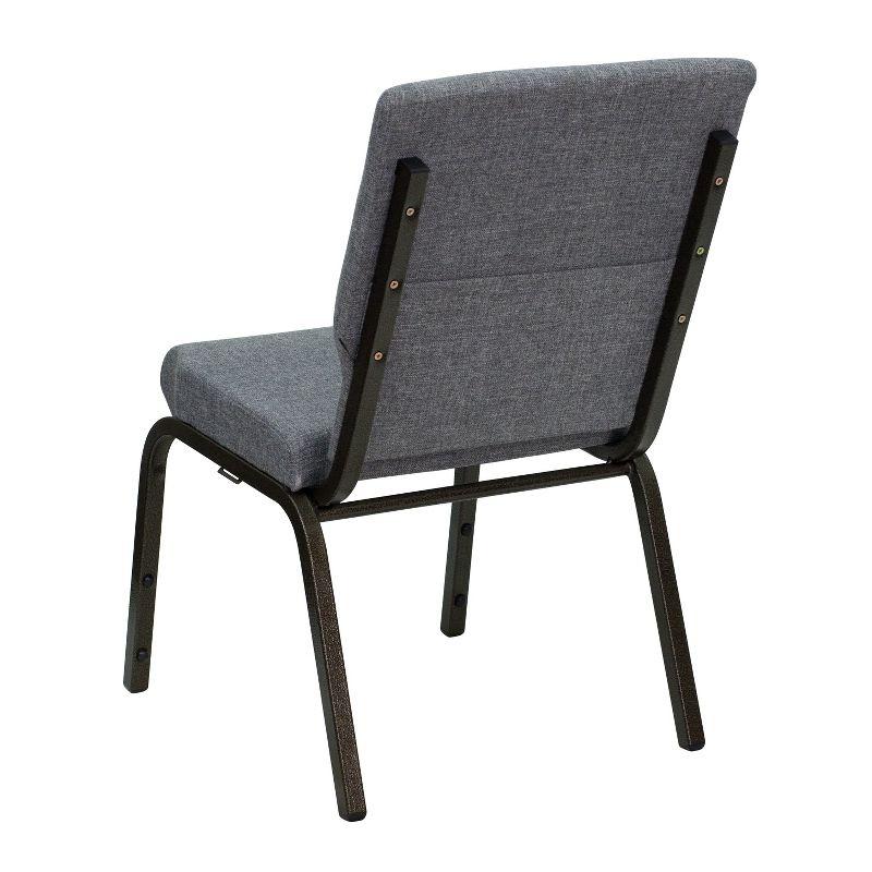 Gray Fabric Stacking Church Chair with Gold Vein Frame