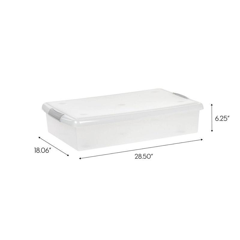 IRIS 40qt Underbed Plastic Storage Container with Lid and Buckles Clear: Stackable, Transparent, Built-In Handles