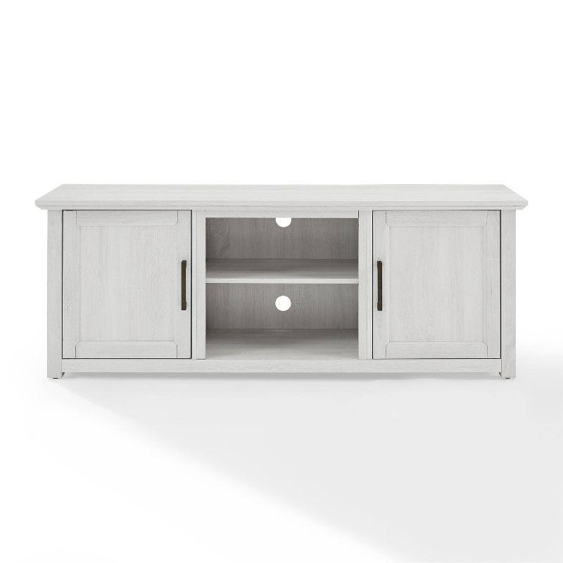 Whitewash Low Profile TV Stand with Cabinets