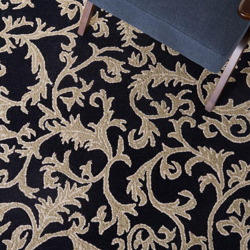 Chelsea Black and Olive Hand-Hooked Wool Area Rug