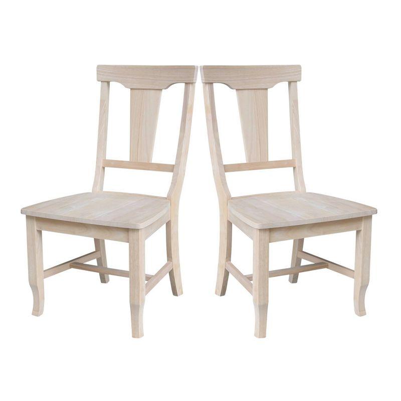 Set of 2 Panel Back Chair Unfinished - International Concepts: Solid Wood, Rubberwood Legs, Armless