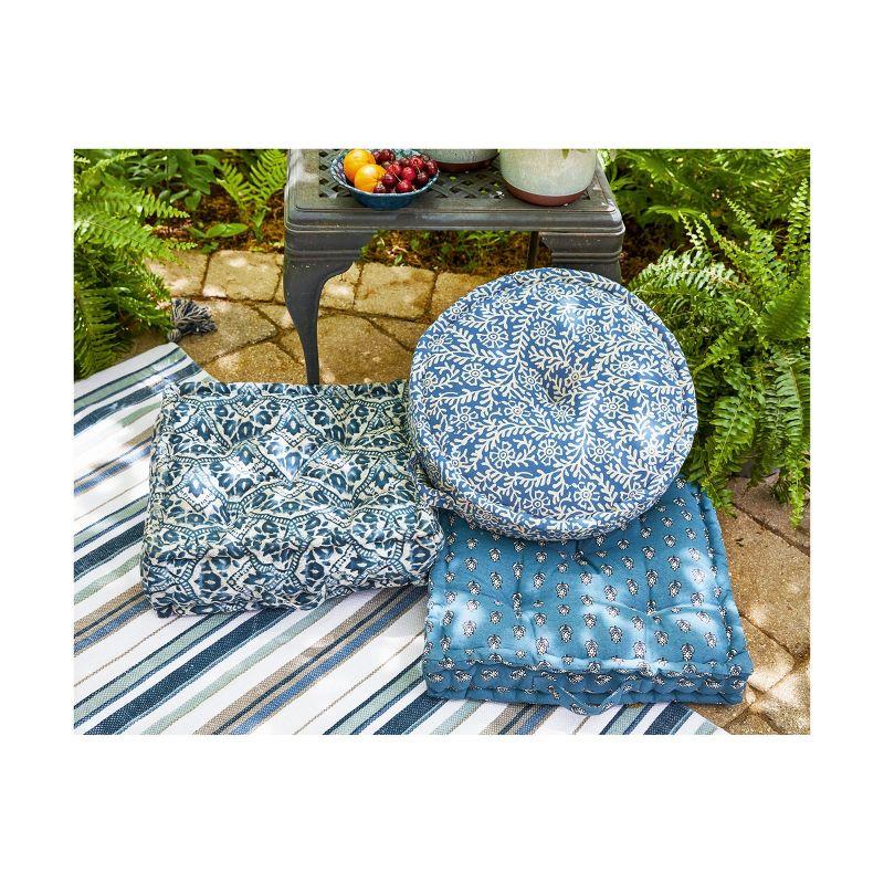 tagltd 18"x 18" Medallion Print Cotton Floor Accent Decorative Throw Pillow with Handles Poly Filled Insert Square