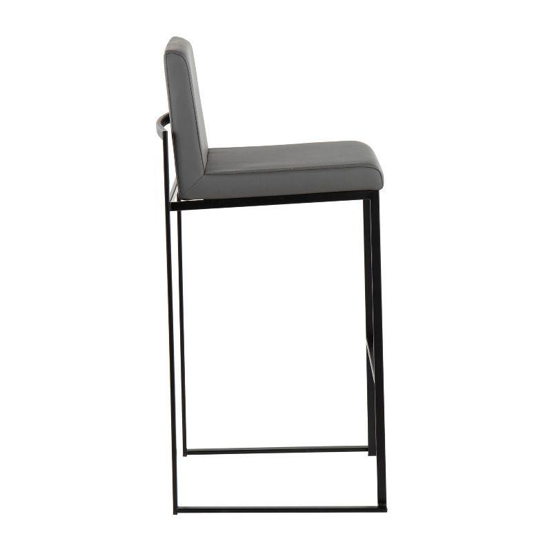Set of 2 FujiHB PU Leather/Steel Barstools Black/Gray - LumiSource: Kitchen Counter Stools, Fixed Height