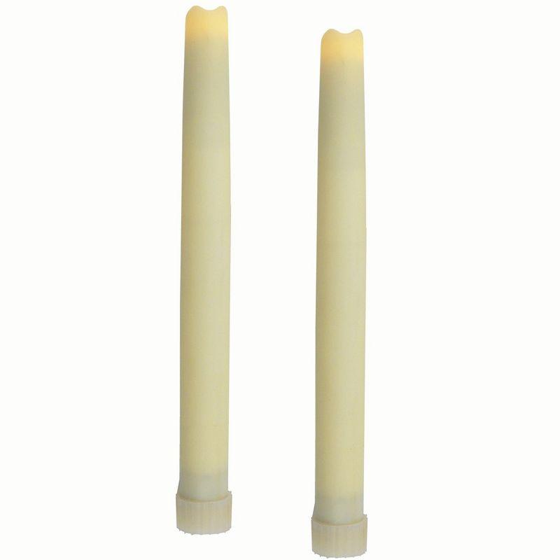 Elegant Ivory LED Taper Candles, Flameless Set of 2