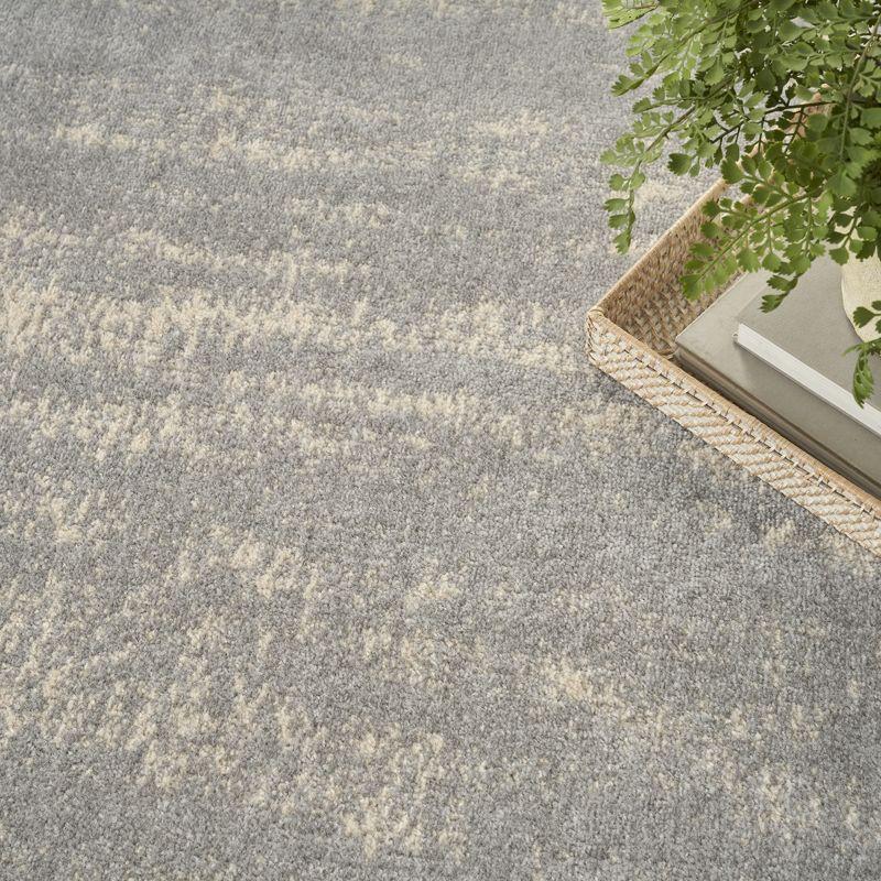 Nourison Essentials Abstract Low Pile Indoor Outdoor Area Rug 5' x 7' Grey/Beige