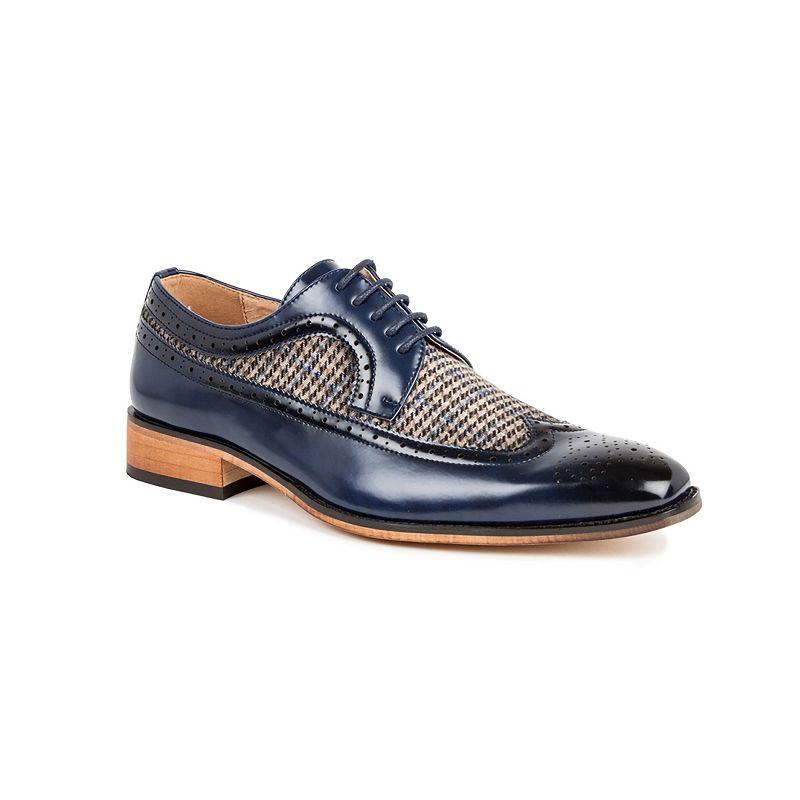 Gino Vitale Men's Wing Tip Brogue Two Tone Shoes,BLUE,8