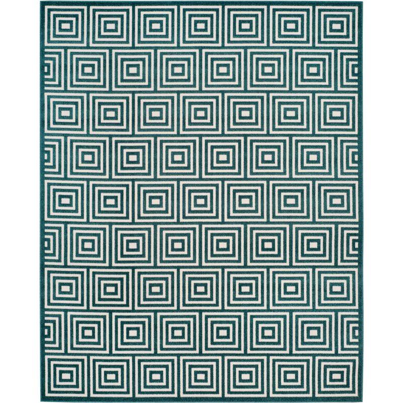 Cottage Elegance 79'' Cream & Turquoise Synthetic Area Rug