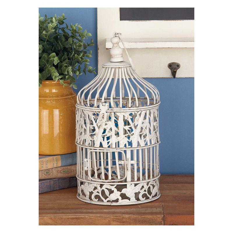 15"H Iron Bird House - White - Olivia & May: Frostproof, Freestanding Outdoor Garden Decor, No Assembly Required